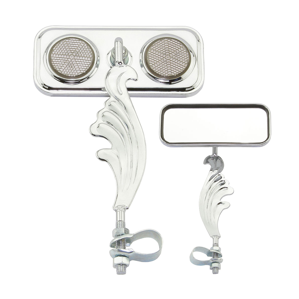 Rectangle Wing Mirror Chrome Right Black Reflectors.